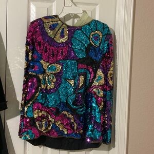 Vibrant Sequin Floral Blouse